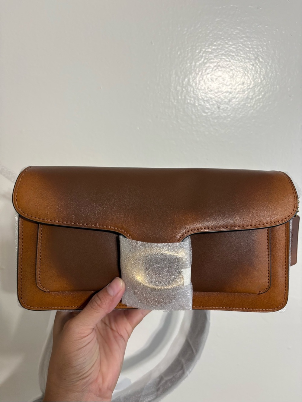 Coach Saddle Brown Leather Shoulder Bag with Silver Hardware